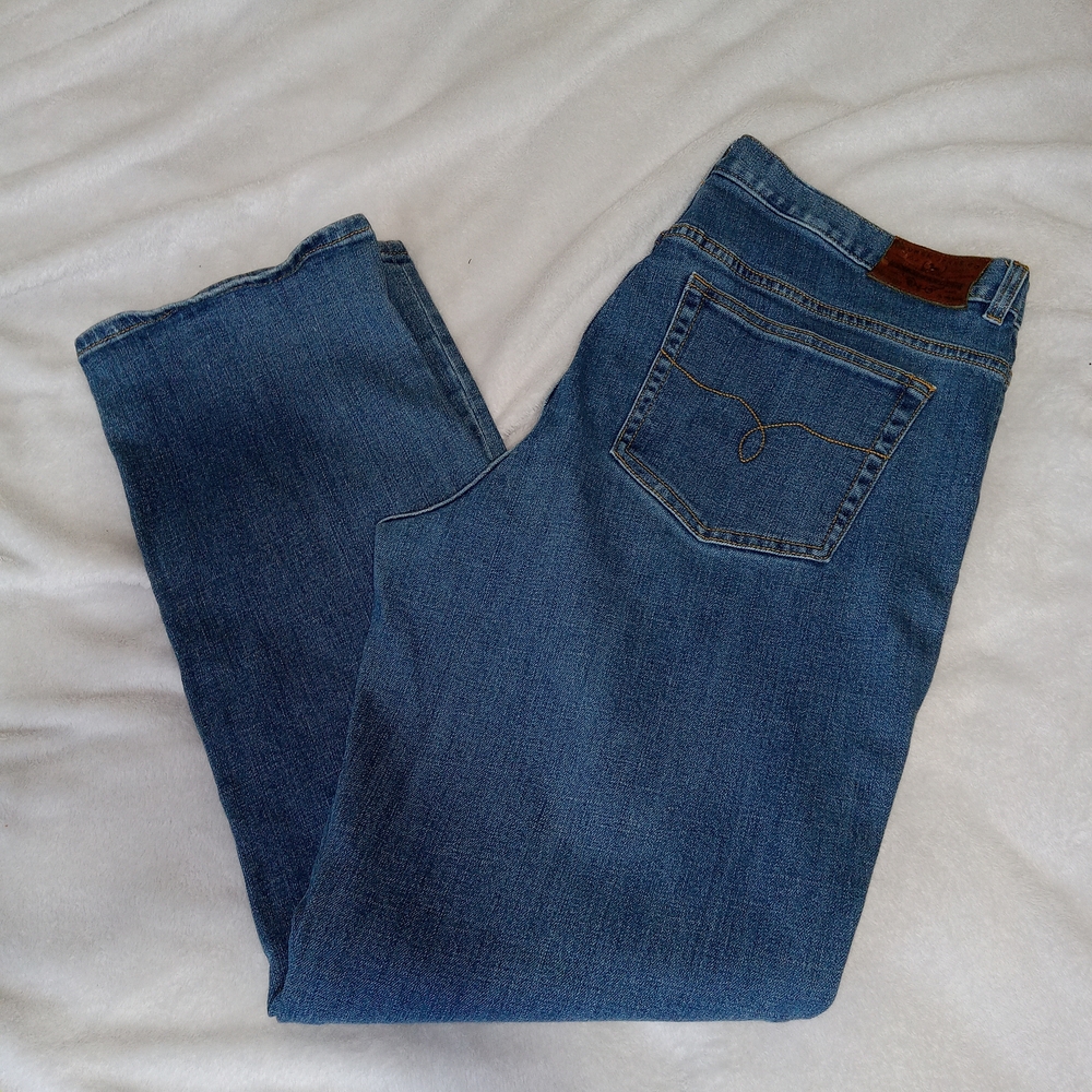 LRL Lauren Jeans Co Womens Sz 15 Classic Straight Jeans High Rise Med Blue EUC